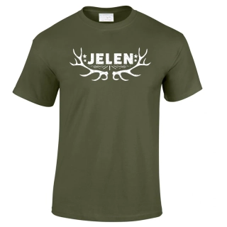 Triko unisex Jelení parohy jednoduché – military green